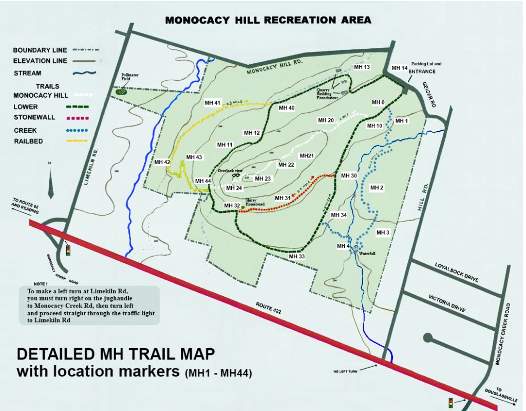 Monocacy Hill Trail Map with Markers