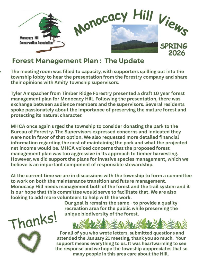 Monocacy Hill Newsletter Page 1